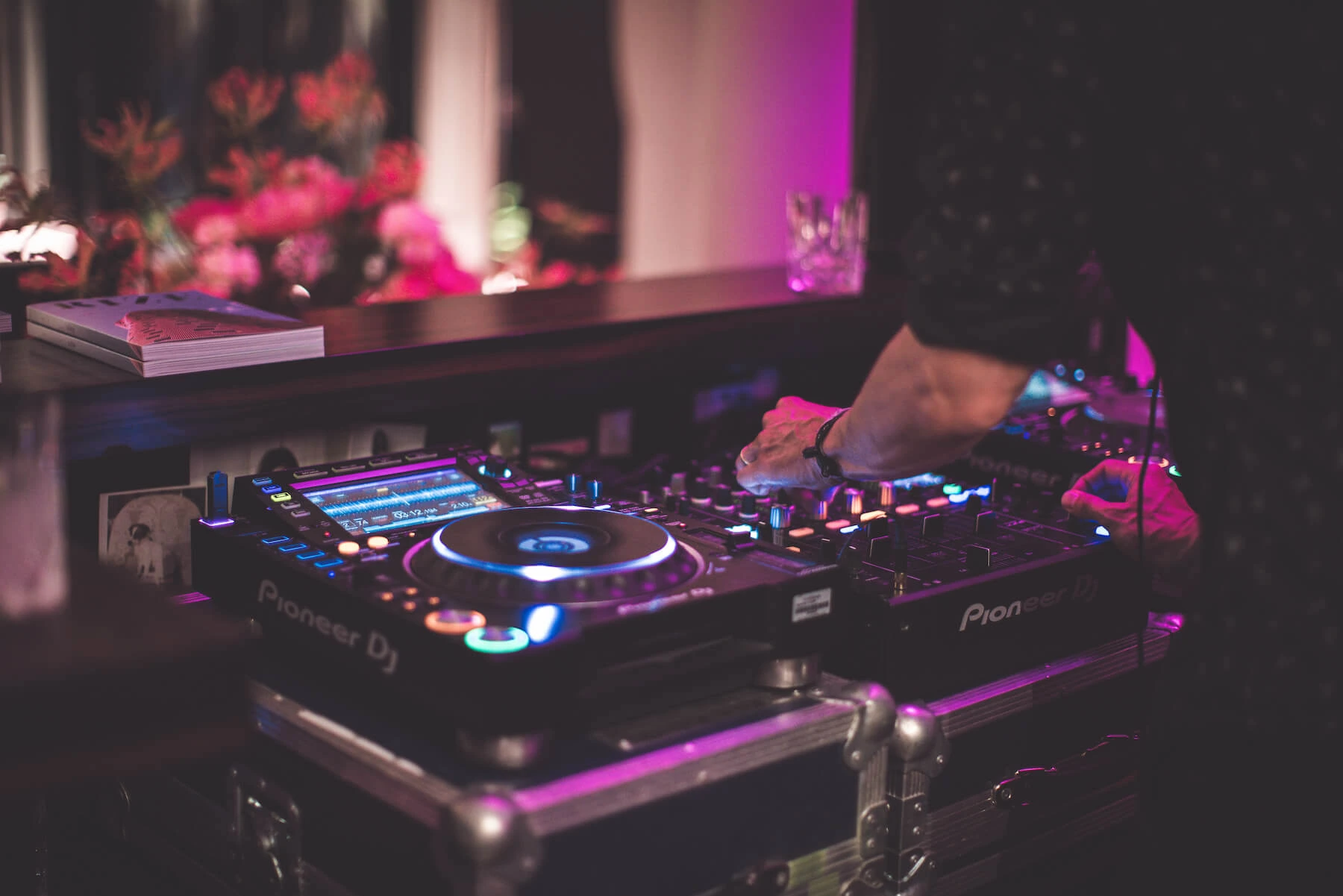 One of our DJs performing at a wedding using Pioneer DJ equipment